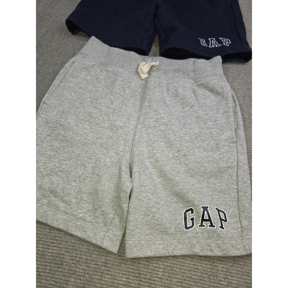 Gap Kids Relaxed Fleece Medium Logo Pull-On Drawstring Shorts Blue Gray Lot Of 2 - Picture 5 of 11